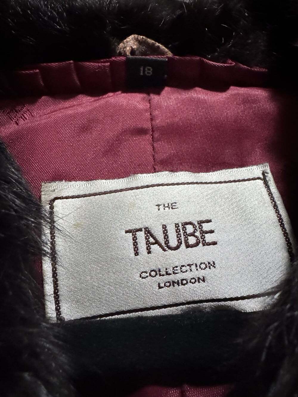 The Taube Collection London Genuine French Rabbit Fur Jacket Black/Burgundy - Picture 5 of 10